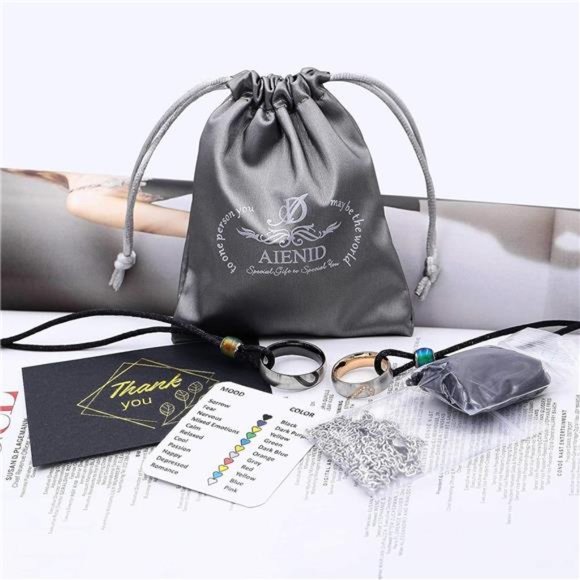 Matching Necklace, Stainless Steel Necklaces 2Pcs Couple Ring Heart Pendant - Picture 7 of 7